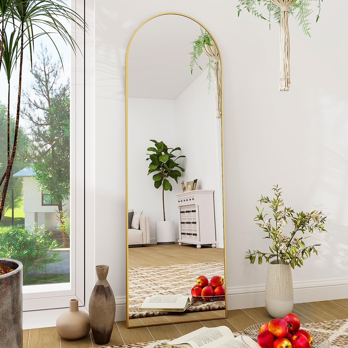 Arch Mirror Full Length, 59"X16" Wall Mirrors, Full Body Floor Mirror Aluminum Alloy Frame, Suitable for Bedroom, Dressing Room, Black